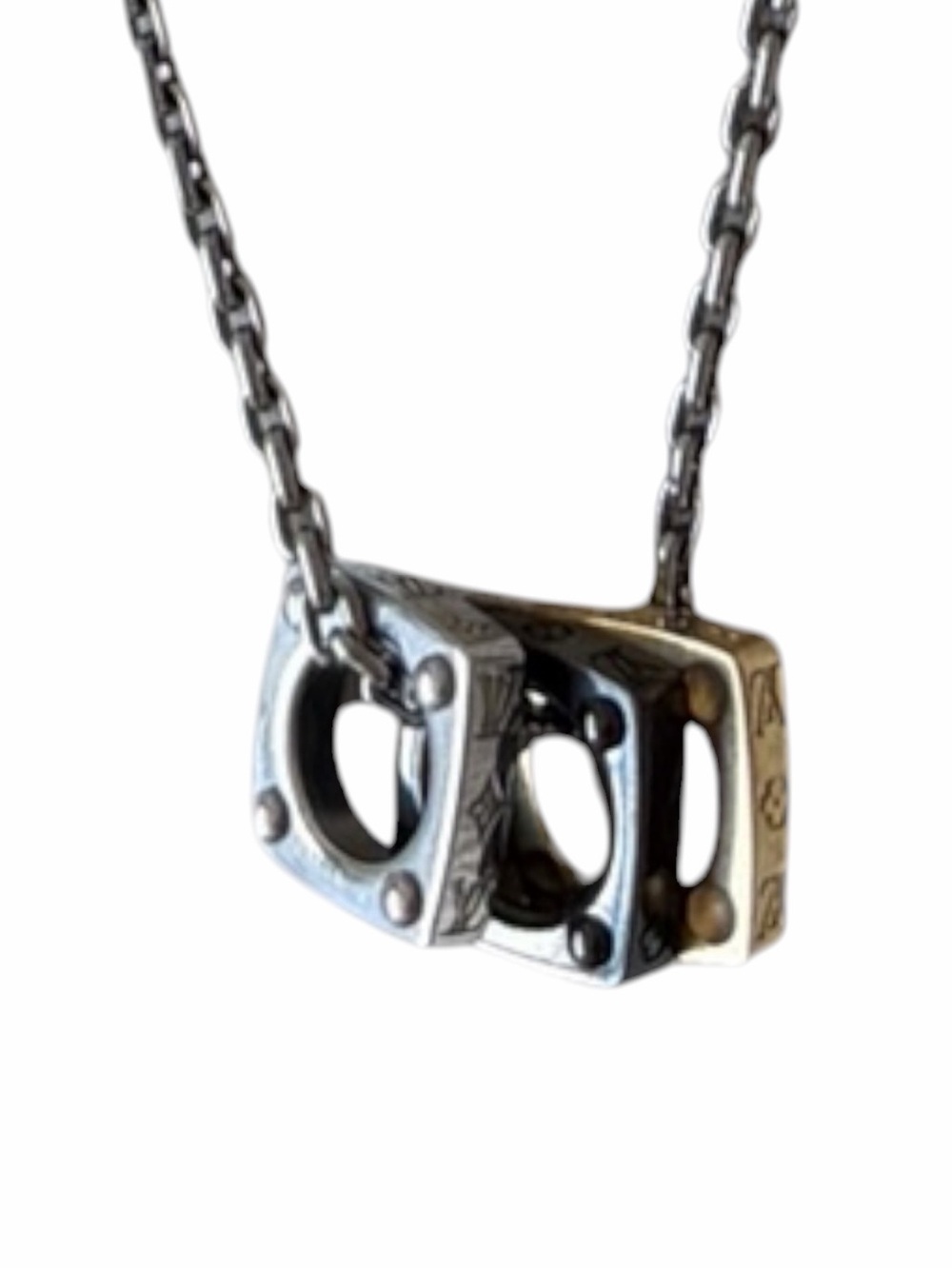 Louis Vuitton Monogram Bold Necklace M00675 Men’s Silver Gold Black Chain Italy